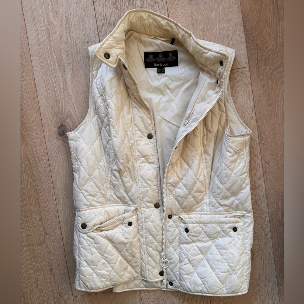 Barely worn cream colored Barbour Down Vest